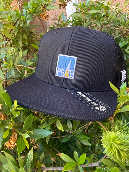 Branded Bill 200 Flat Bill Trucker PG&E Spotlight logo