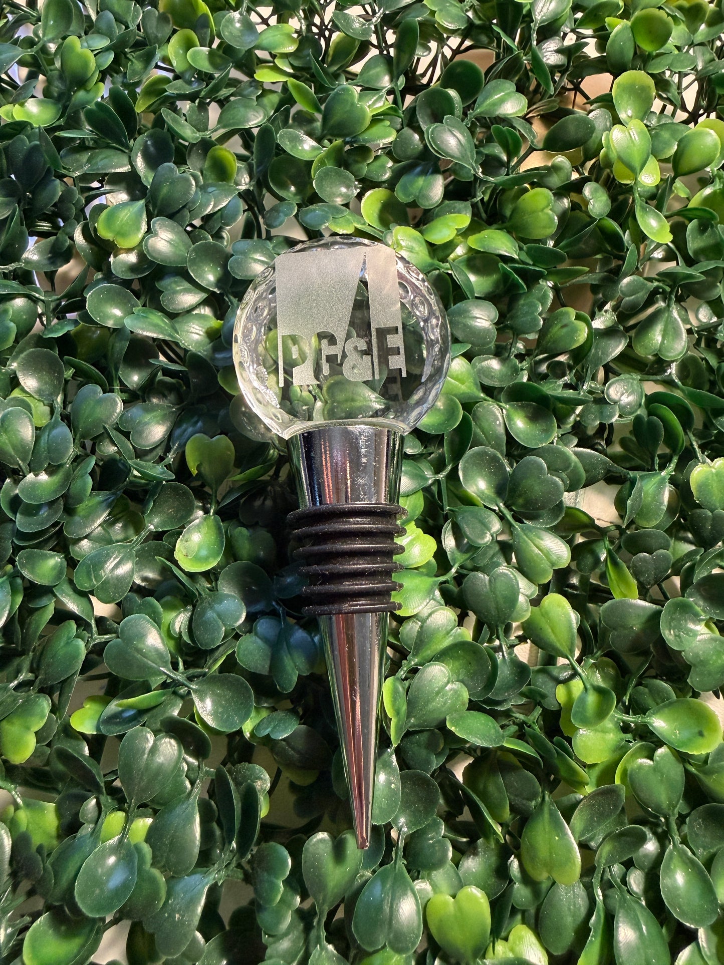 4" Crystal Golf Ball Wine Stopper