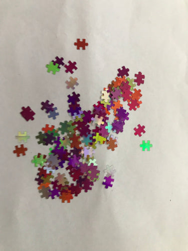 Puzzle pink orange green Rainbow  Glitter