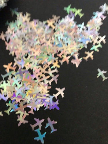 Airplane Silver Hologram Glitter